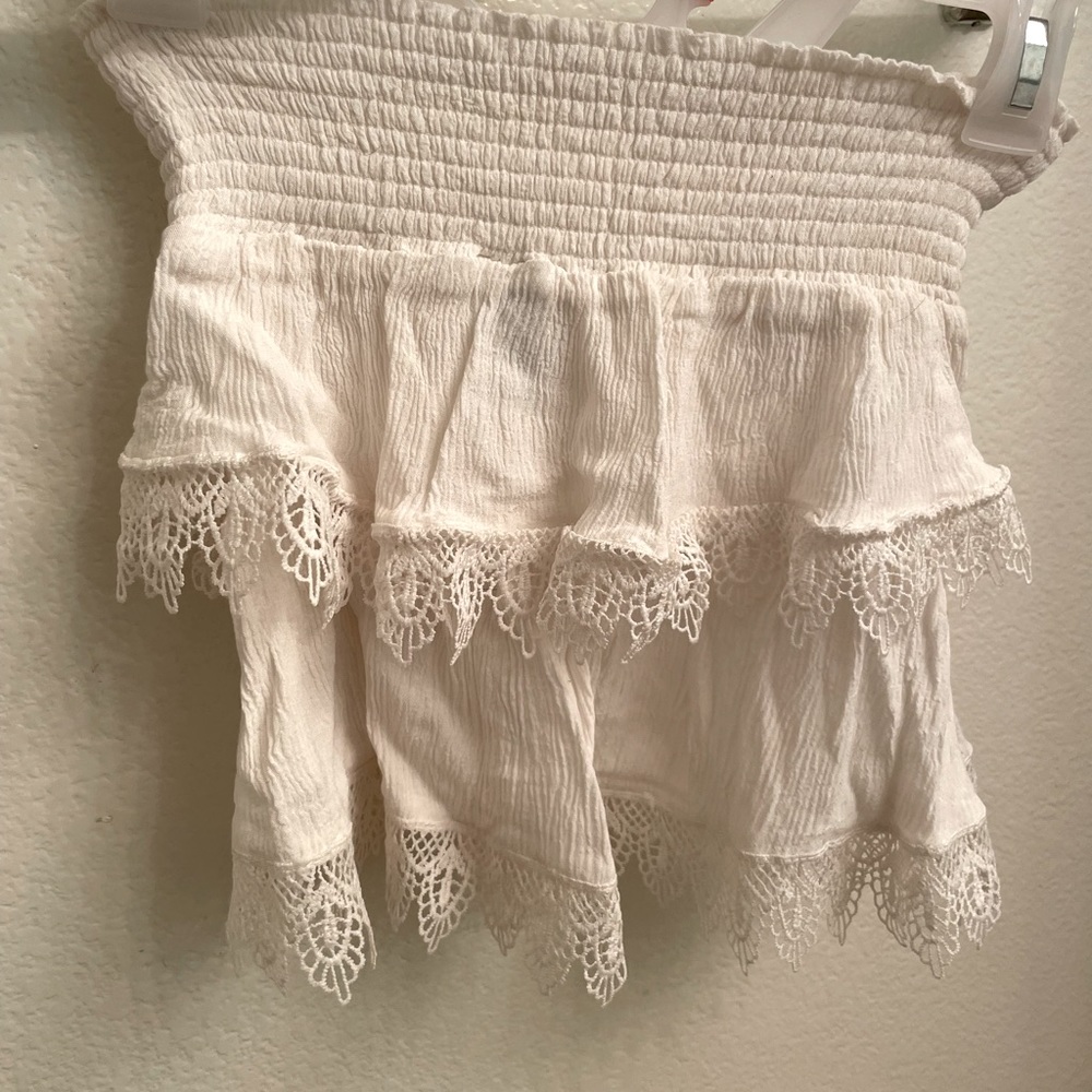 White Ruffle mini skirt